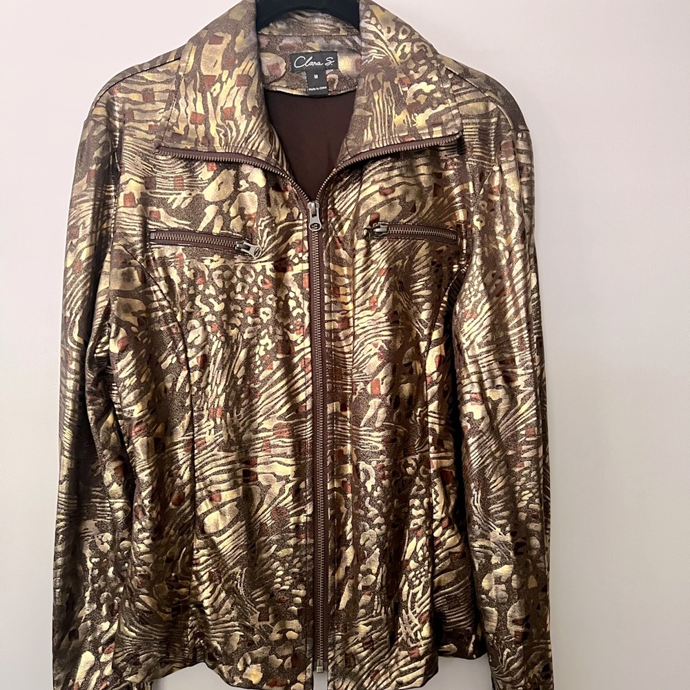 Metallic Gold/Bronze Animal Printed Jacket